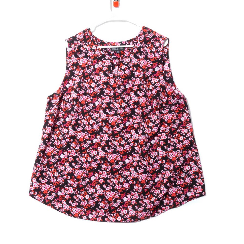 Jones New York Collection Woman Black and Pink Floral Tank Size 20W